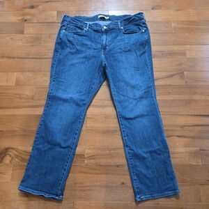 WOMENS LEVI STRAUSS CO CLASSIC STRAIGHT BLUE DENIM STRETCH JEAN SZ 20W SHORT